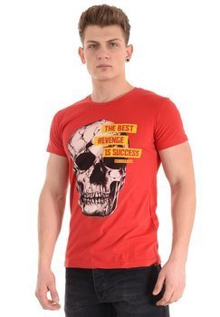 Męska Koszulka T-Shirt Nadruk Czerwona