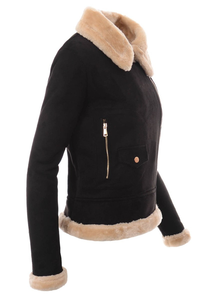 Damska Zimowa Kurtka Kożuszek Aurora Czarna