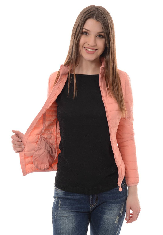 Damska Wiosenna Kurtka Brzoskwiniowa