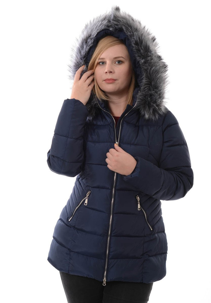 Damska Zimowa Ortalionowa Kurtka Granatowa