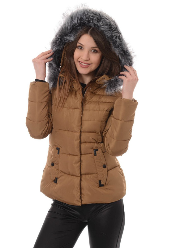 Damska Zimowa Kurtka Ortalionowa Brązowa