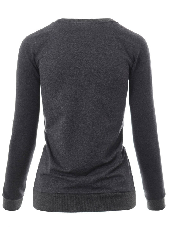 Damska Bluza Bawełniana Bez Nadruku Ciemno Szara