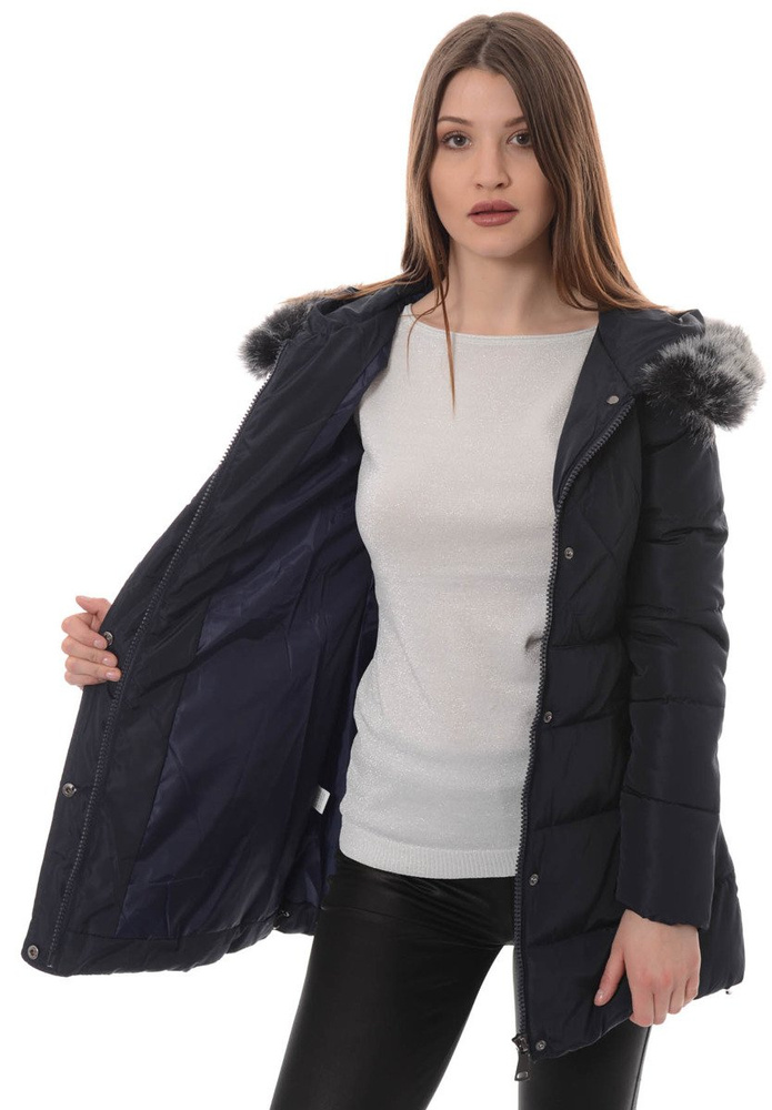 Damska Zimowa Kurtka Ortalionowa Granatowa