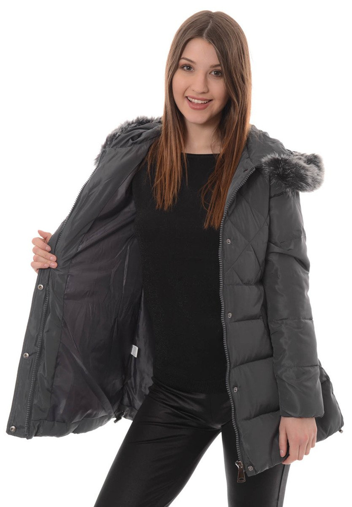 Damska Zimowa Kurtka Ortalionowa Szara