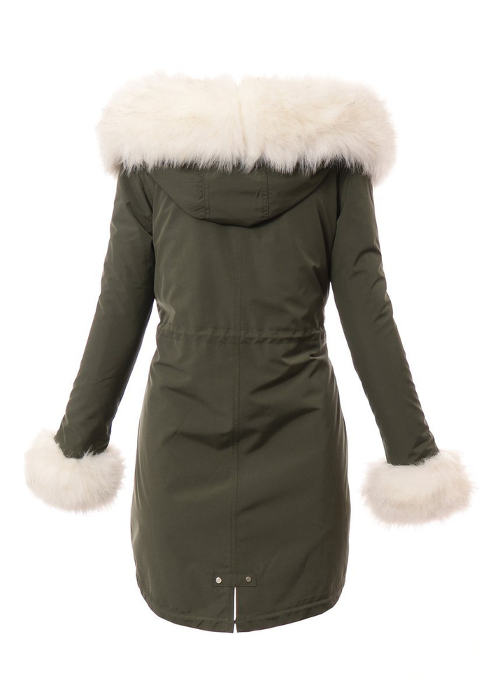 Kurtka Parka 2w1 Zielona Z Białym Futerkiem