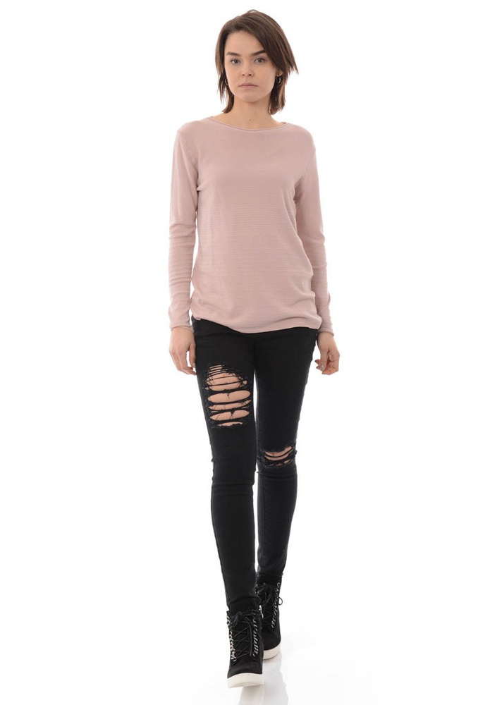 Damskie Spodnie Jeansy Rurki Przetarcia Czarne