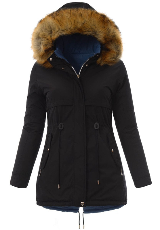 Damska Kurtka Parka Zimowa Dwustronna Karen Czarna