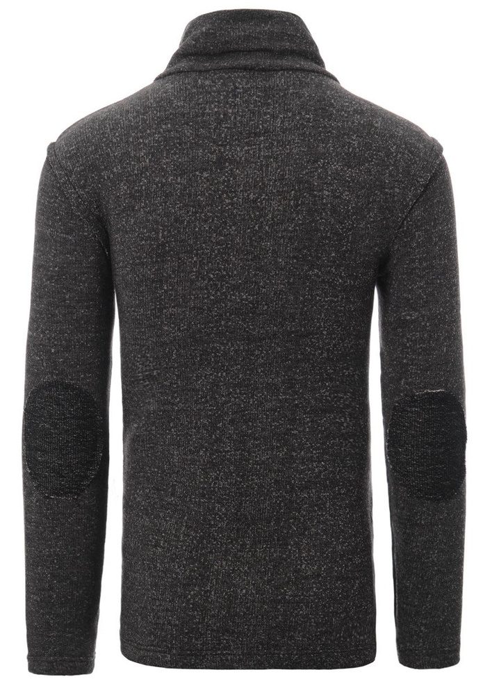 Męska Bluza Z Wysokim Kołnierzem Melanż Czarna