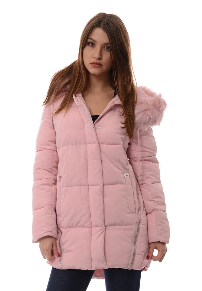Damska Długa Zimowa Kurtka Ortalionowa Różowa