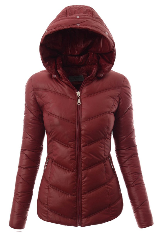 Damska Zimowa Kurtka Ortalionowa Bordowa