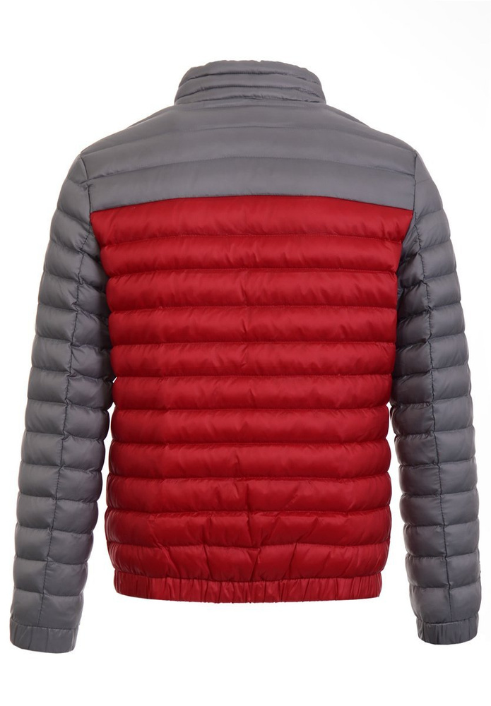 Męska Kurtka Wiosenna - Jesienna Szaro-Czarno-Czerwona