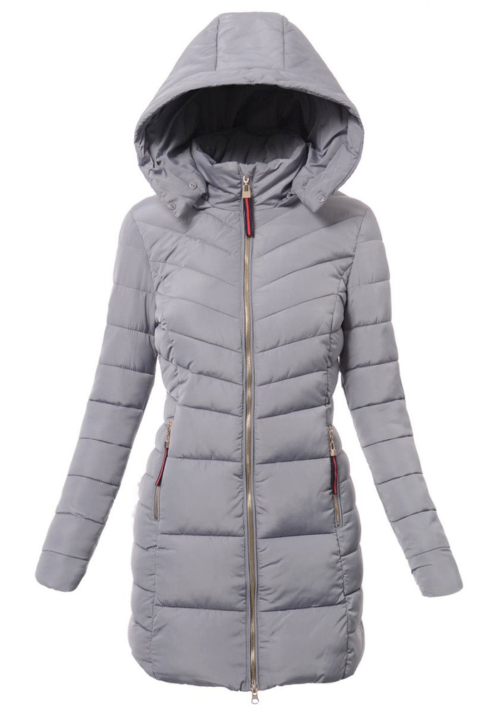 Damska Długa Zimowa Kurtka Ortalionowa Sylwia Szara