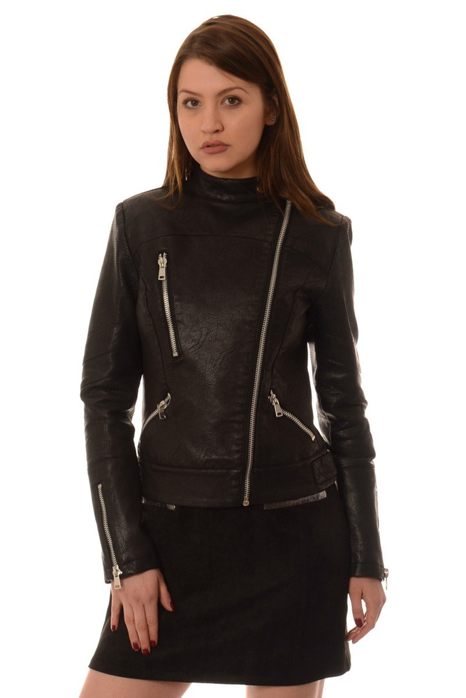 Damska Kurtka Skórzana Ramoneska Judith Czarna