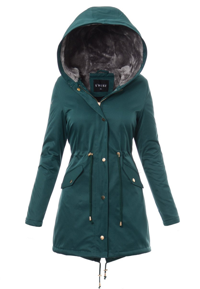 Kurtka Patrycja Zielona Z Szarym Futerkiem