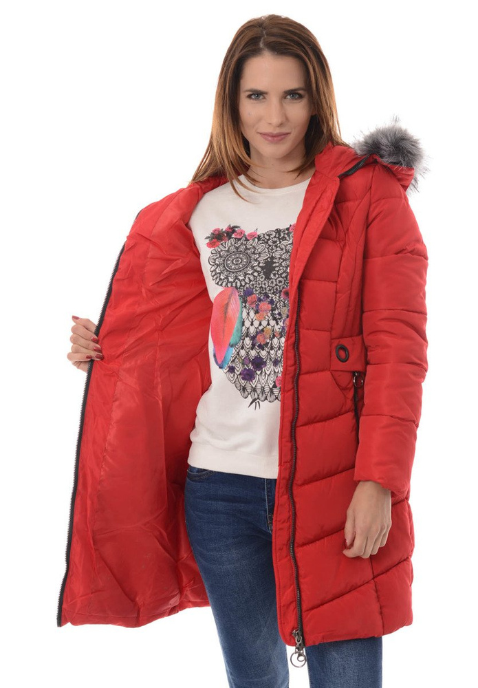 Damska Zimowa Kurtka Ortalionowa Elif Czerwona