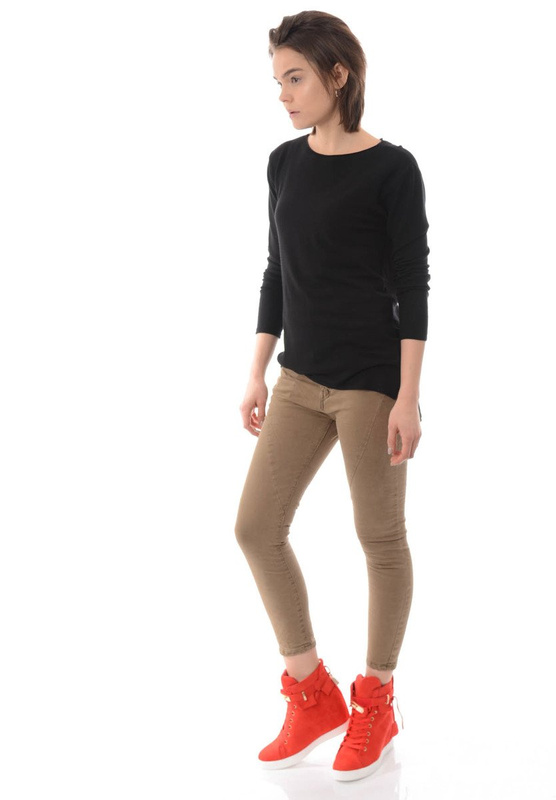 Damskie Spodnie Jeansy Boyfriend Beżowe