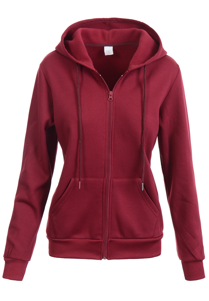 Damska Bluza Z Kapturem Rozsuwana Bordowa