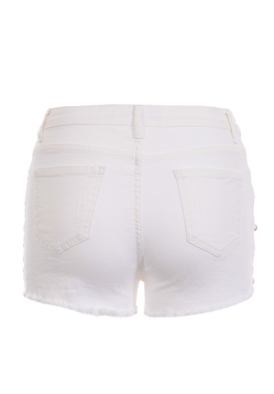 Damskie Krótkie Spodenki Jeansowe Białe