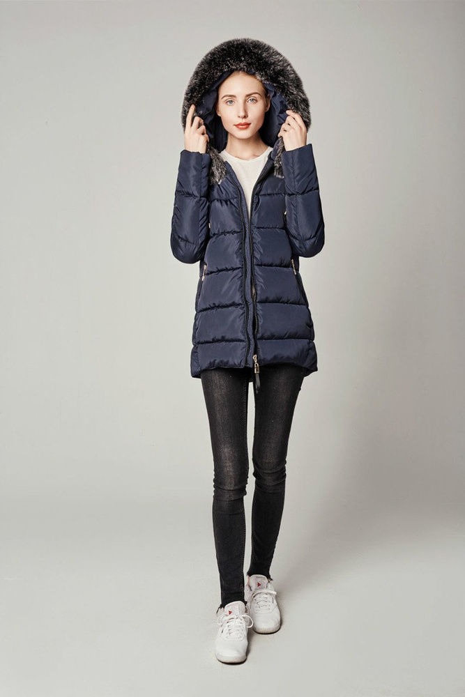 Damska Zimowa Kurtka Ortalionowa Melani Granatowa