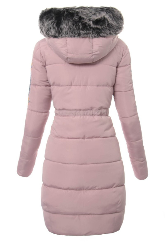 Damska Długa Zimowa Kurtka Ortalionowa Różowa