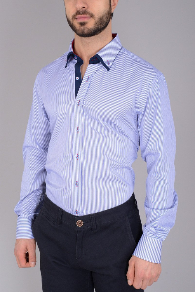Elegancka Męska Koszula Delikatne Prążki