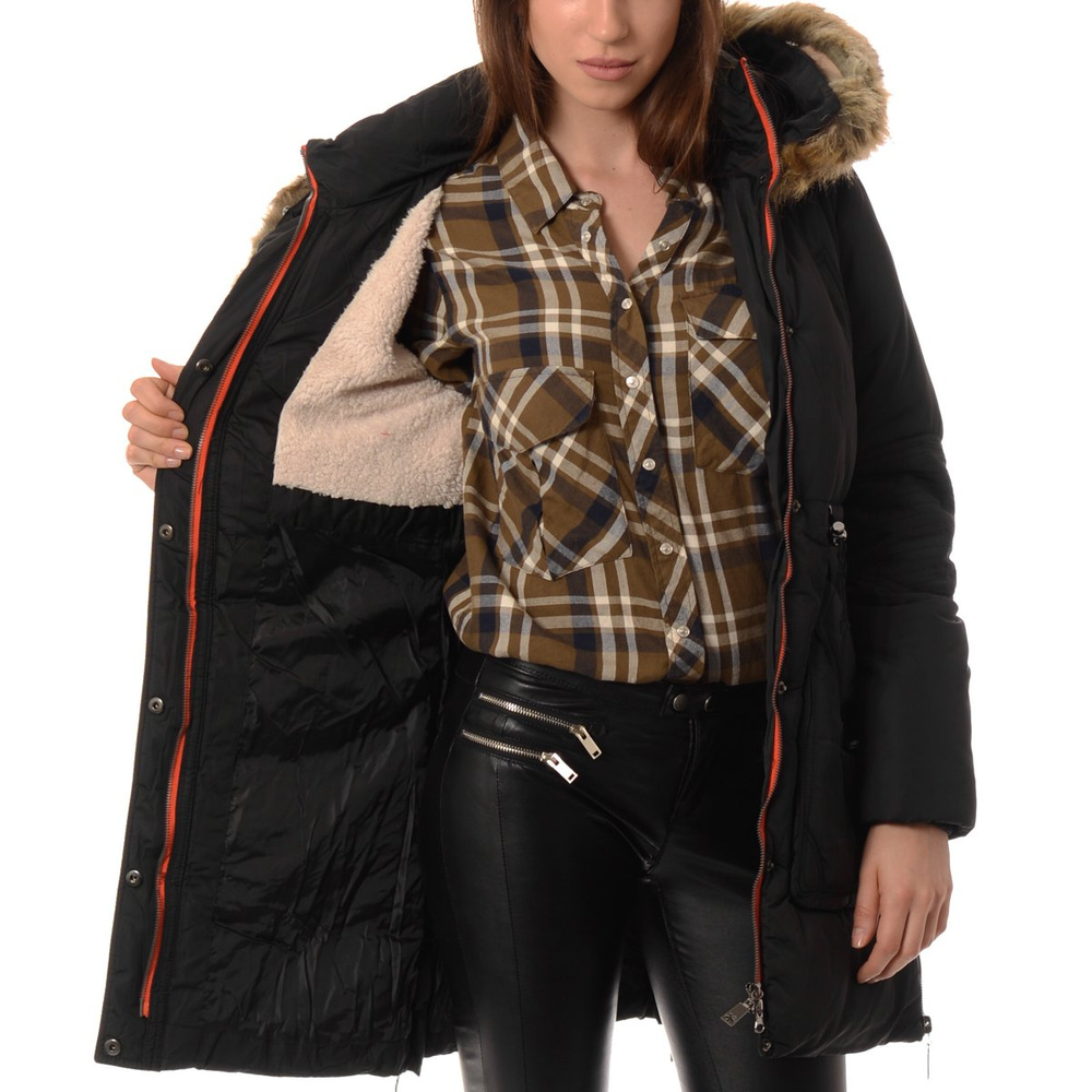 Damska Zimowa Kurtka Płaszczyk Czarna