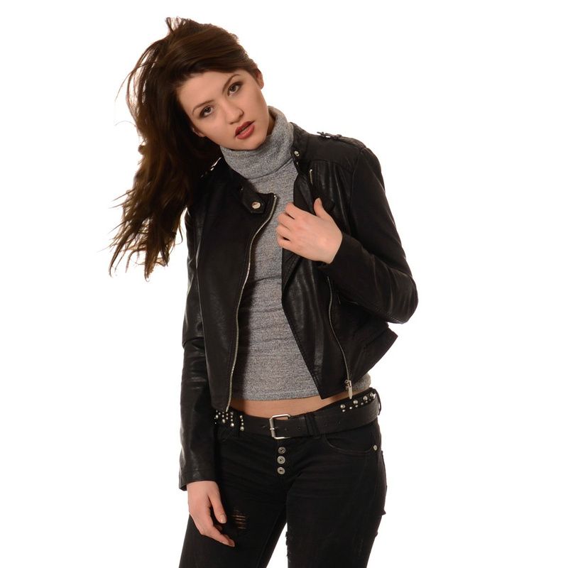 Damska Kurtka Ramoneska Olivia Czarna