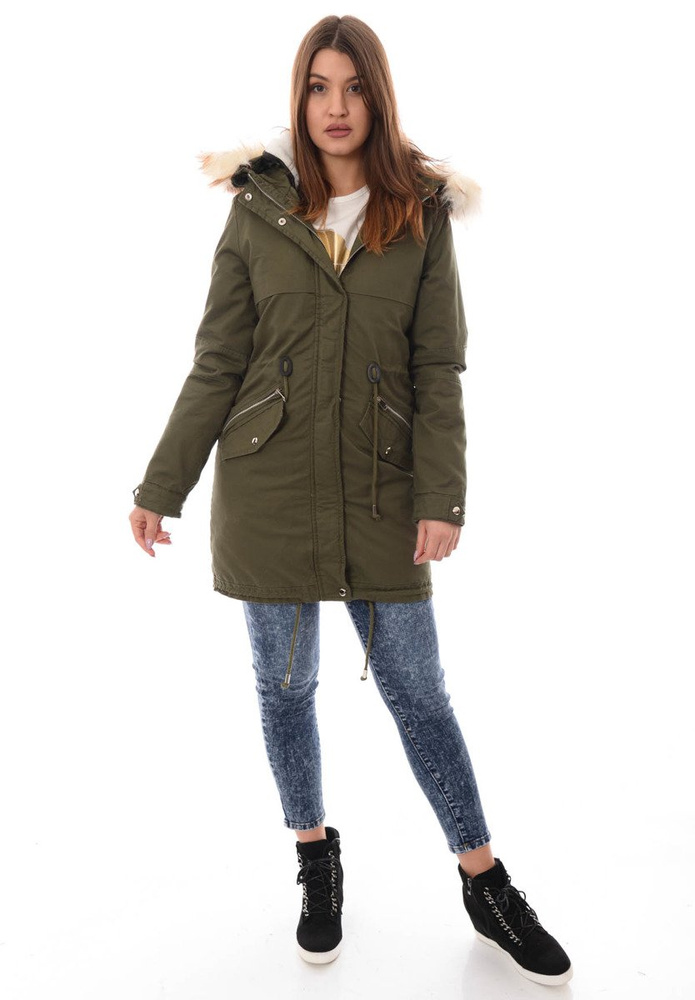 Damska Kurtka Parka Zimowa 2w1 Melka Zielona