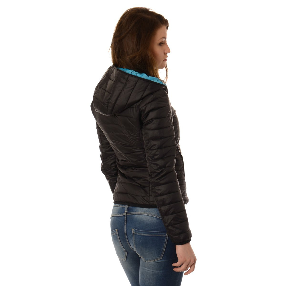 Damska Dwustronna Wiosenna - Jesienna Kurtka Ortalionowa Nadia Czarno Niebieska