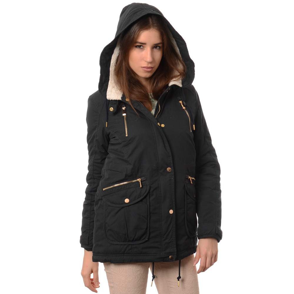 Damska Kurtka Parka Zimowa Granatowa