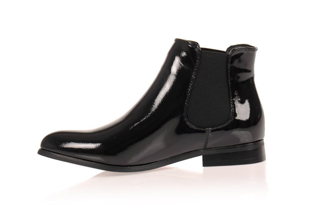 Botki Sztyblety Lakierki Szpic Czarne