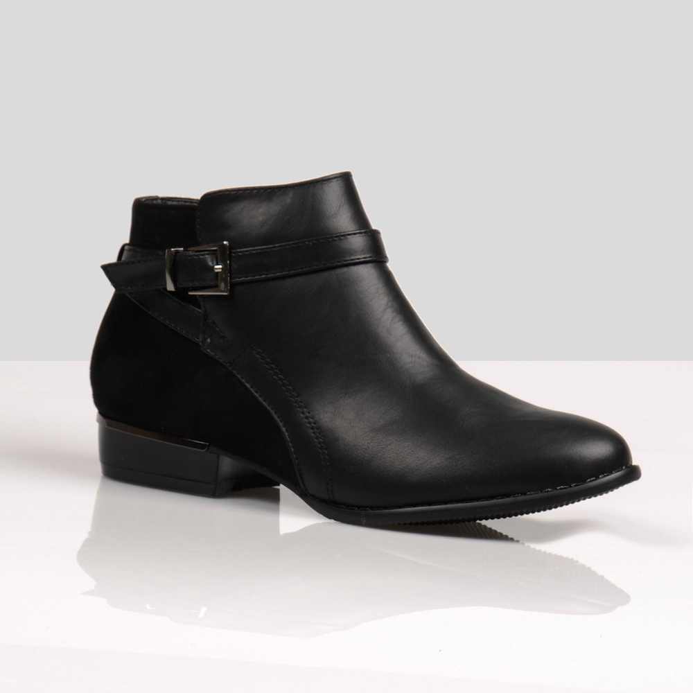 Botki Jazzówki Skóra Welur Zamek Black