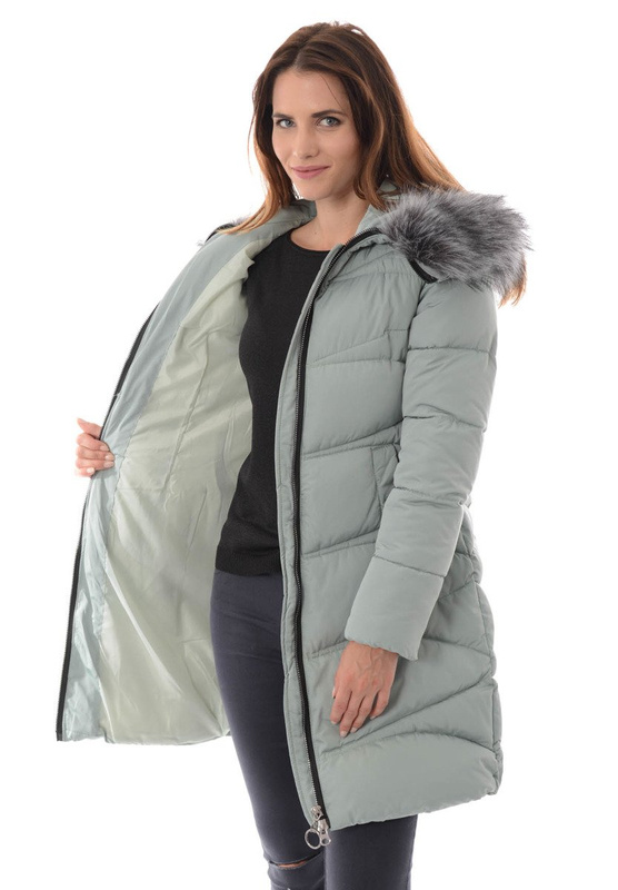 Damska Zimowa Kurtka Ortalionowa Klementyna Miętowa