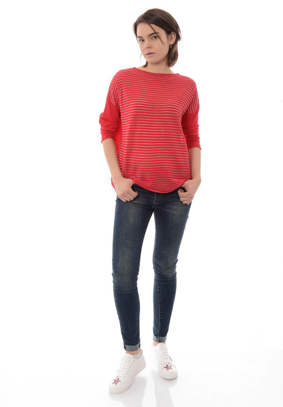 Damska Bluzka Sweterek Oversize Czerwona