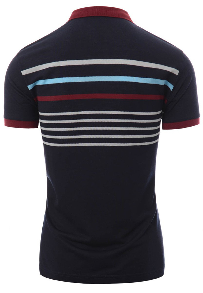 Męska Koszulka Polo W Paski Granatowa