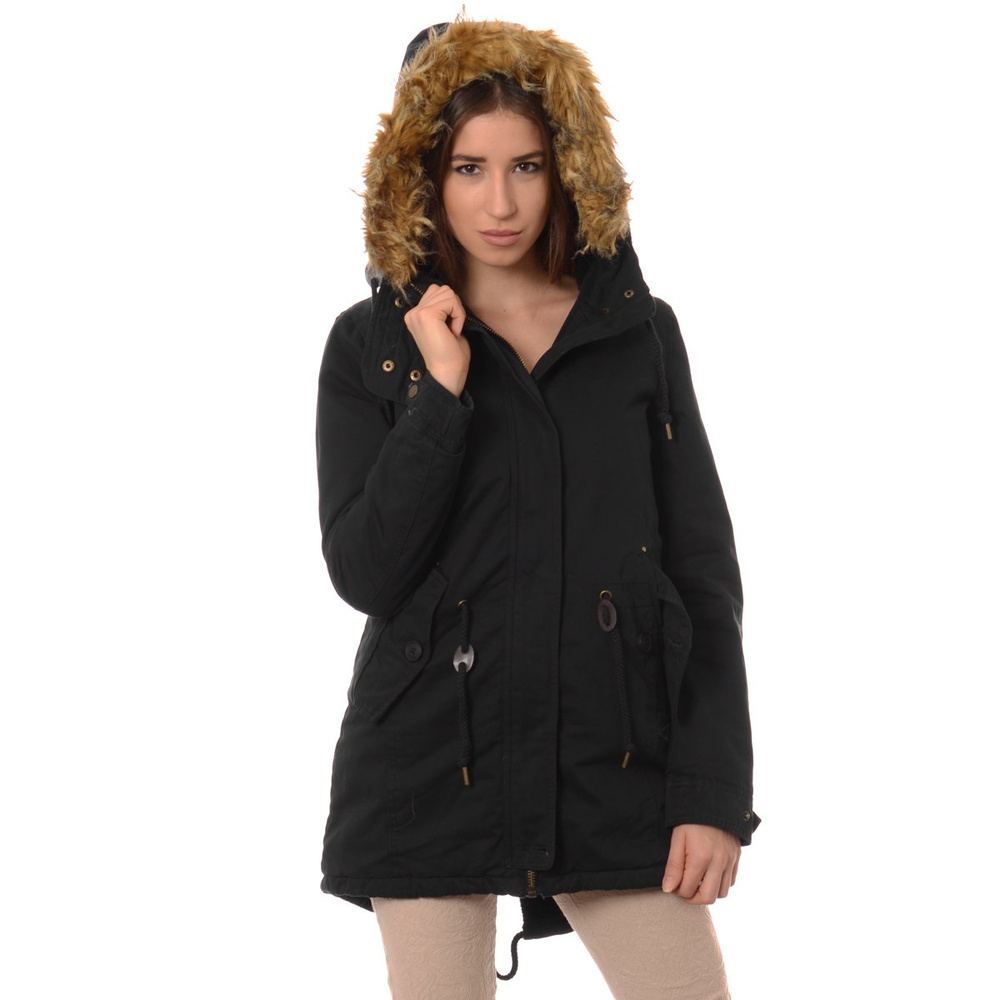 Kurtka Parka Zimowa Futro Czarna