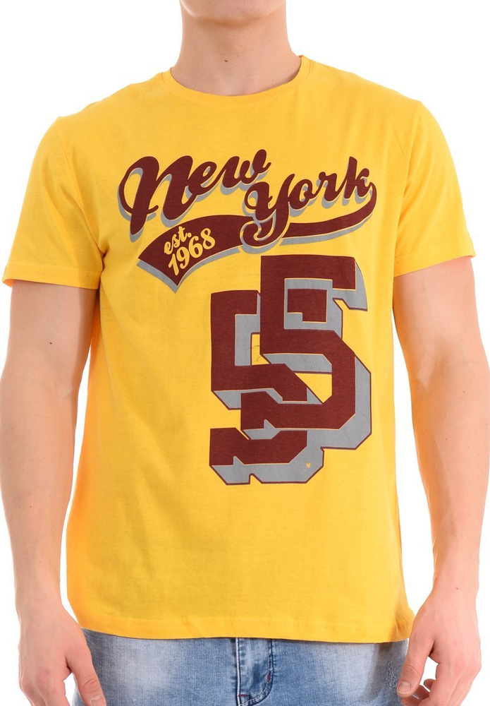 Męska Koszulka T-Shirt Nadruk Żółta