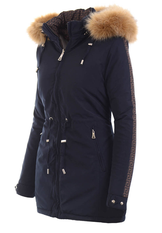 Damska Kurtka Zimowa Parka Dwustronna Joanna Granatowa