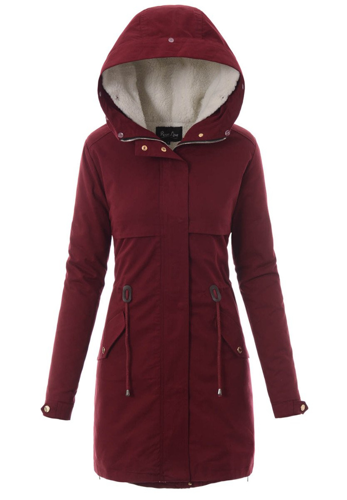 Damska Kurtka Parka Zimowa 2w1 Bordowa