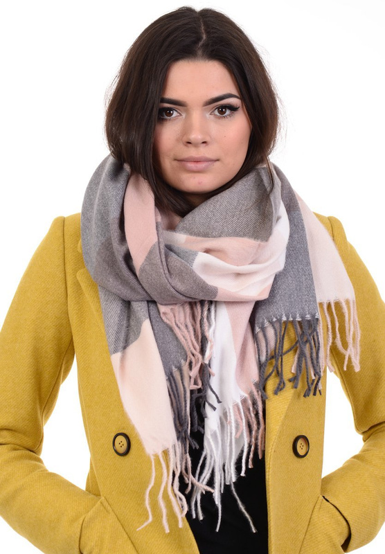 Szal Damski Różowo- Szary