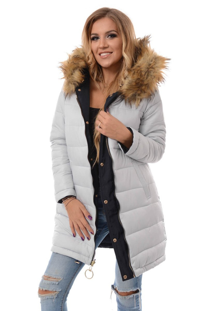 Damska Dwustronna Zimowa Kurtka Granatowa