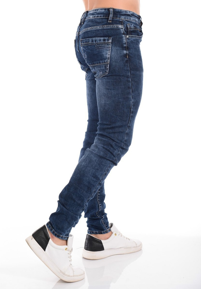 Męskie Spodnie Jeansowe Granatowe