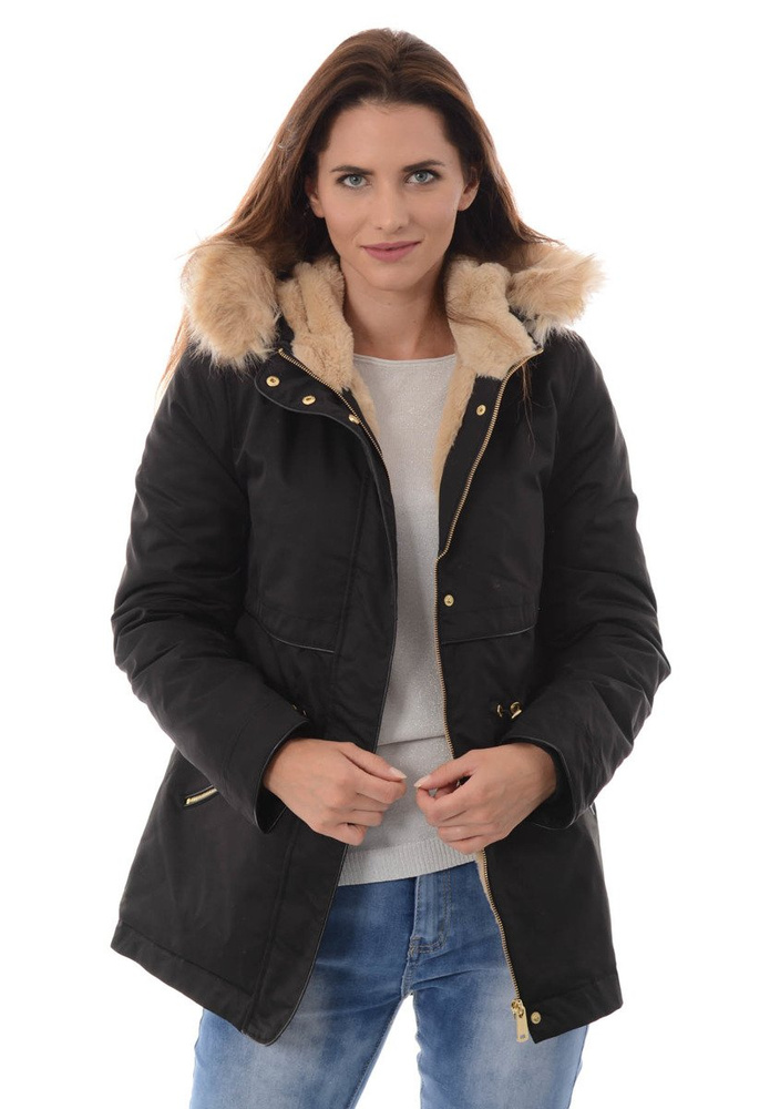 Damska Kurtka Parka Ortalionowa Zimowa Czarna