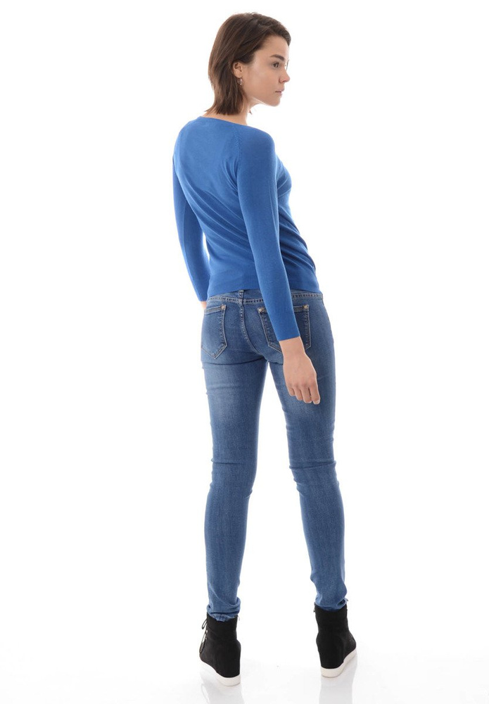 Damskie Spodnie Jeansy Przetarcia Rurki Granatowe