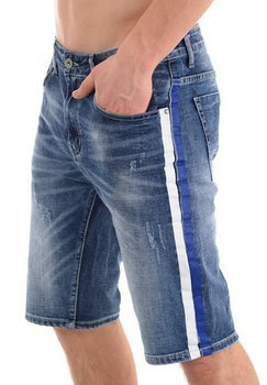 Męskie Spodenki Jeansowe Granatowe