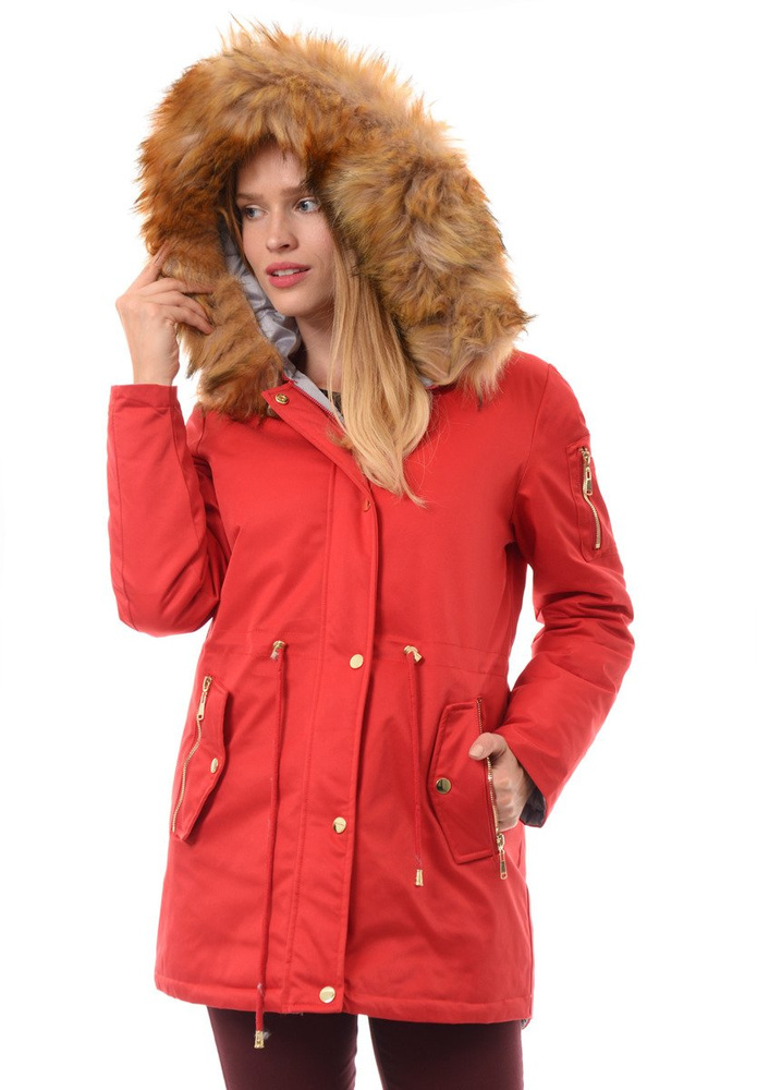 Dwustronna Zimowa Kurtka Martyna Czerwono Szara