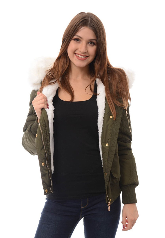 Damska Zimowa Kurtka Bomberka Beata Zielona