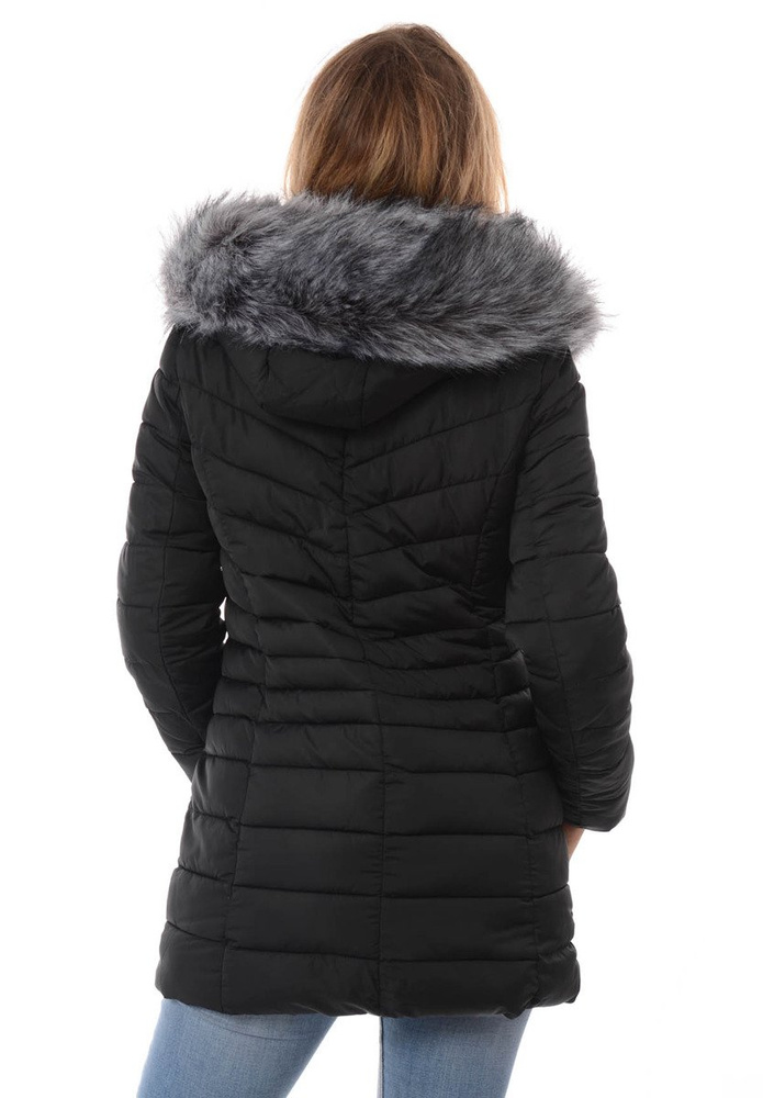 Damska Długa Zimowa Kurtka Ortalionowa Sylwia Czarna