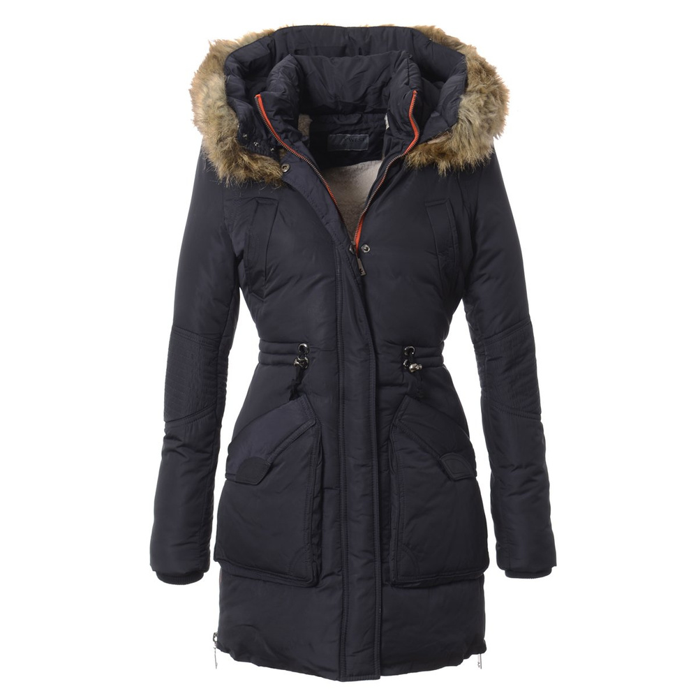 Damska Zimowa Kurtka Płaszczyk Granatowa