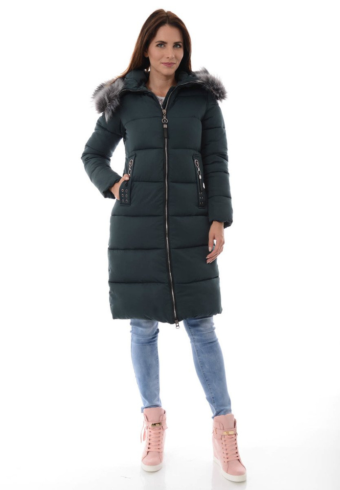Damska Zimowa Kurtka Ortalionowa Stefania Zielona